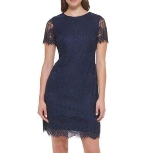 Kensie Blue Sheath Dress with Cap Sleeves